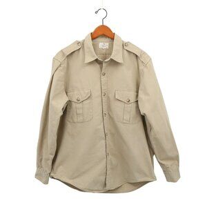 Abercrombie & Fitch Vintage 60's Long Sleeve Khaki Beige Field Safari Shirt XL